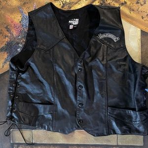 All American Rider Leather Vest Sz XXXL Harley-Davidson Patches Daytona 1994